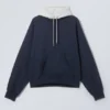 Lockerer Raglan-Kapuzenpullover – Dunkelblau/Grau Lockerer Raglan-Kapuzenpullover – Dunkelblau/Grau