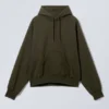 Lockerer Raglan-Kapuzenpullover – Dunkelgrün Lockerer Raglan-Kapuzenpullover – Dunkelgrün