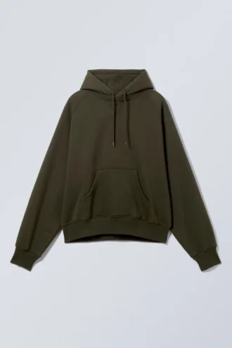 Lockerer Raglan-Kapuzenpullover – Dunkelgrün