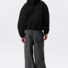 Lockerer Scuba-Kapuzenpullover mit hohem Kragen und Reißverschluss – Schwarz Lockerer Scuba-Kapuzenpullover mit hohem Kragen und Reißverschluss – Schwarz