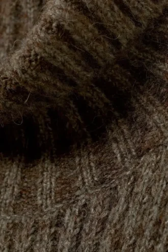 Lockerer Strickpullover mit Rollkragen – Dunkelgrau meliert