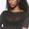Lockerer, transparenter Strickpullover – gestreift, dunkelgrau Lockerer, transparenter Strickpullover – gestreift, dunkelgrau