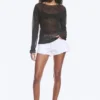 Lockerer, transparenter Strickpullover – gestreift, dunkelgrau Lockerer, transparenter Strickpullover – gestreift, dunkelgrau