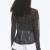 Lockerer, transparenter Strickpullover – gestreift, dunkelgrau Lockerer, transparenter Strickpullover – gestreift, dunkelgrau