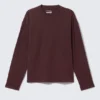 Lockeres, kastenförmiges Langarmshirt – Burgunderrot
