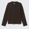 Lockeres, kastenförmiges Langarmshirt – Dunkelbraun