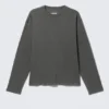 Lockeres, kastenförmiges Langarmshirt – Dunkelgrau Lockeres, kastenförmiges Langarmshirt – Dunkelgrau