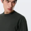 Lockeres, kastenförmiges Langarmshirt – Dunkelgrün