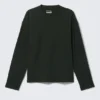 Lockeres, kastenförmiges Langarmshirt – Dunkelgrün