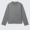 Lockeres, kastenförmiges Langarmshirt – Dusty Grey Lockeres, kastenförmiges Langarmshirt – Dusty Grey