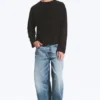 Lockeres, kastenförmiges Langarmshirt – gestreift, dunkelbraun
