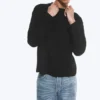 Lockeres, kastenförmiges Langarmshirt – Schwarz Lockeres, kastenförmiges Langarmshirt – Schwarz