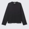 Lockeres, kastenförmiges Langarmshirt – Schwarz Lockeres, kastenförmiges Langarmshirt – Schwarz