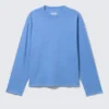 Lockeres, kastenförmiges Langarmshirt – Washed Blue Lockeres, kastenförmiges Langarmshirt – Washed Blue
