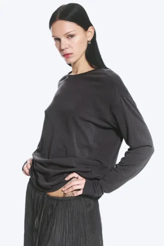 Lockeres Langarmshirt – Dunkelgrau Lockeres Langarmshirt – Dunkelgrau