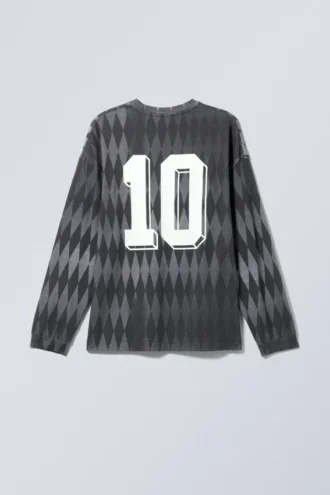Lockeres Langarmshirt mit Print – Dunkelgrau – Fantazy Fc
