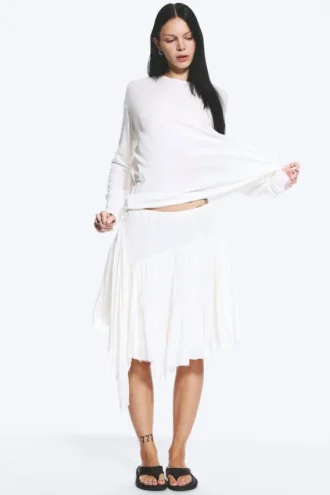 Lockeres Langarmshirt – Weiß