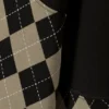 Lockeres Polo-Sweatshirt mit Print – Schwarz – Argyle-Einsatz Lockeres Polo-Sweatshirt mit Print – Schwarz – Argyle-Einsatz