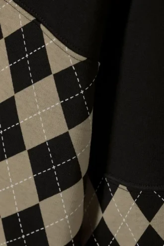 Lockeres Polo-Sweatshirt mit Print – Schwarz – Argyle-Einsatz