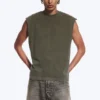 Lockeres, quadratisches Baumwoll-Tanktop – gewaschenes dunkles Khaki-Grün Lockeres, quadratisches Baumwoll-Tanktop – gewaschenes dunkles Khaki-Grün