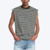 Lockeres, quadratisches Baumwoll-Tanktop – grau/schwarz gestreift Lockeres, quadratisches Baumwoll-Tanktop – grau/schwarz gestreift