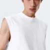 Lockeres, quadratisches Baumwoll-Tanktop – Weiß Lockeres, quadratisches Baumwoll-Tanktop – Weiß