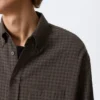 Lockeres, strukturiertes Button-Down-Hemd – Dunkelbraun kariert Lockeres, strukturiertes Button-Down-Hemd – Dunkelbraun kariert