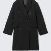 Logan knielanger Mantel aus Wollmischung – Schwarz