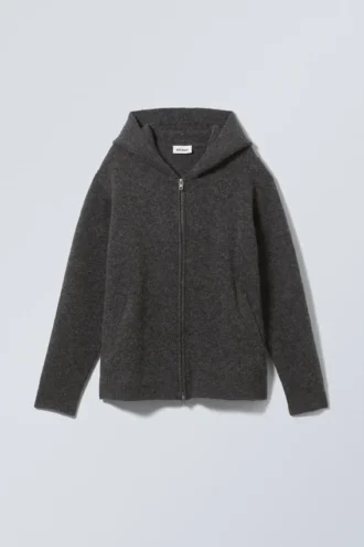 Logan Oversized-Strickjacke aus weichem Strick – Dunkelgrau