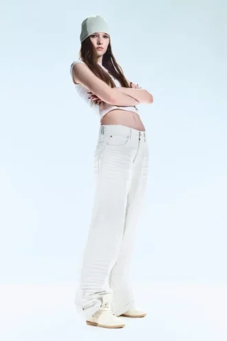 Looser Regular Waist Loose Straight Jeans – Creased White – Weiß | Cheap Monday Gb