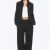 Lose sitzende Anzughose mit niedriger Taille – schwarz, Nadelstreifen Lose sitzende Anzughose mit niedriger Taille – schwarz, Nadelstreifen