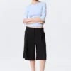 Lose sitzende Anzugshorts mit Falten und niedriger Leibhöhe – Schwarz Lose sitzende Anzugshorts mit Falten und niedriger Leibhöhe – Schwarz
