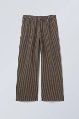 Lose sitzende Baumwoll-Hose – gestreift, braun