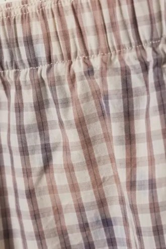 Lose sitzende Hose aus gebleichter Baumwolle – Blaues Karomuster – Bleich-Effekt