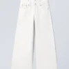 Lose, weit geschnittene Jeans mit doppeltem hohen Bund – Weiß