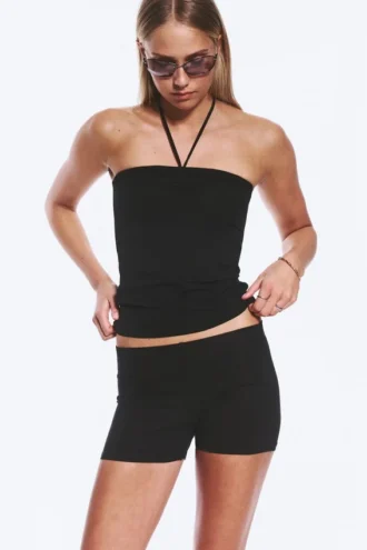 Low-Jersey-Hotpants – Schwarz