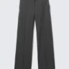 Low-Rise-Hose aus Anzugstoff in gerader Passform – Dunkelgrau meliert