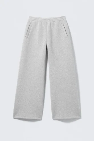 Lässige Barrel-Jogginghose mit geradem Bein – Grau meliert