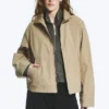 Lässige Baumwolljacke mit Trichterkragen – Beige Lässige Baumwolljacke mit Trichterkragen – Beige