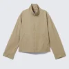 Lässige Baumwolljacke mit Trichterkragen – Beige Lässige Baumwolljacke mit Trichterkragen – Beige
