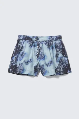 Lässige Boxershorts aus Baumwolle – Blauer Paisley-Print