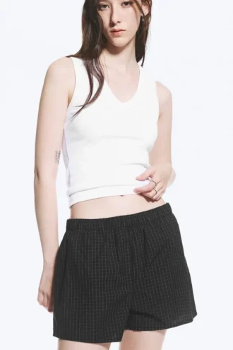 Lässige Boxershorts aus Baumwolle – kariert, schwarz Lässige Boxershorts aus Baumwolle – kariert, schwarz