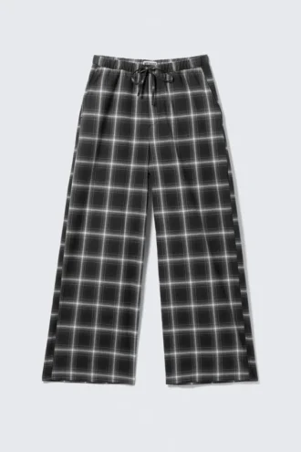 Lässige Flanell-Pyjama-Hose – kariert, schwarz