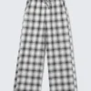 Lässige Flanell-Pyjama-Hose – kariert, weiß Lässige Flanell-Pyjama-Hose – kariert, weiß