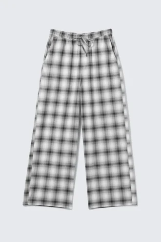 Lässige Flanell-Pyjama-Hose – kariert, weiß