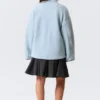 Lässige Fleecejacke mit Flor – Hellblau – Braunes Futter Lässige Fleecejacke mit Flor – Hellblau – Braunes Futter