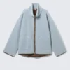Lässige Fleecejacke mit Flor – Hellblau – Braunes Futter Lässige Fleecejacke mit Flor – Hellblau – Braunes Futter
