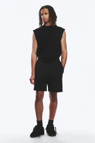 Lässige Frottee-Shorts – Schwarz