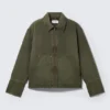 Lässige, gewaschene Utility-Jacke – Dunkelkhaki-Grün Lässige, gewaschene Utility-Jacke – Dunkelkhaki-Grün