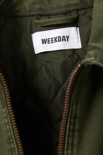 Lässige, gewaschene Utility-Jacke – Dunkelkhaki-Grün